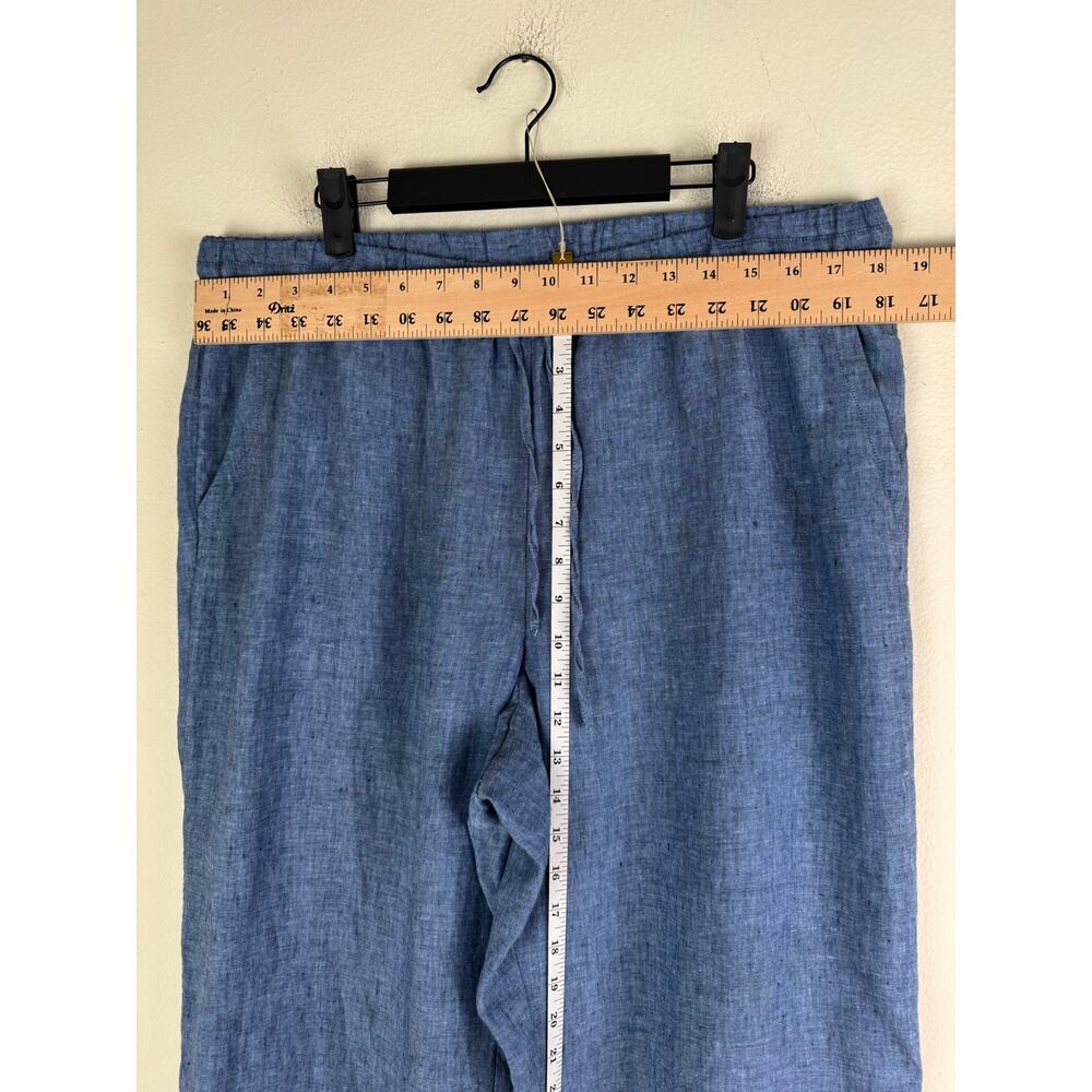 Charter Club 100% Linen Pull On Wide Leg Pants Blue Large - Picture 12 of 13